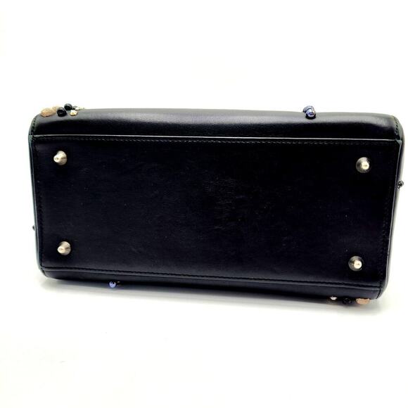 CHRISTIAN DIOR Black Leather Studs Embellished Medium Lady Dior Tote RARE - Picture 10 of 17